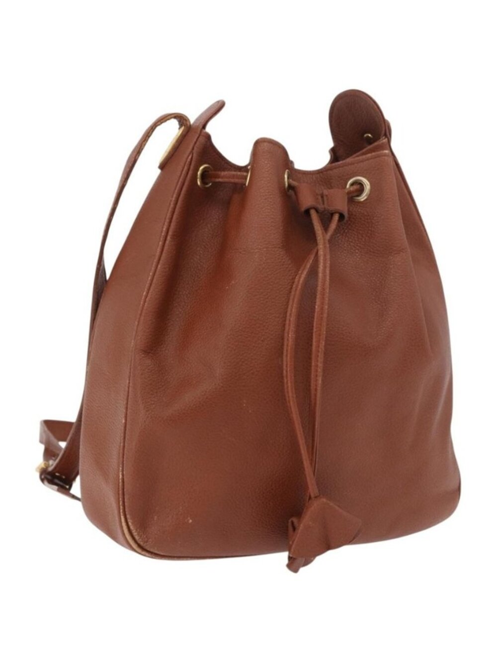 Authentic SAINT LAURENT Shoulder Bag Leather Brown Gold